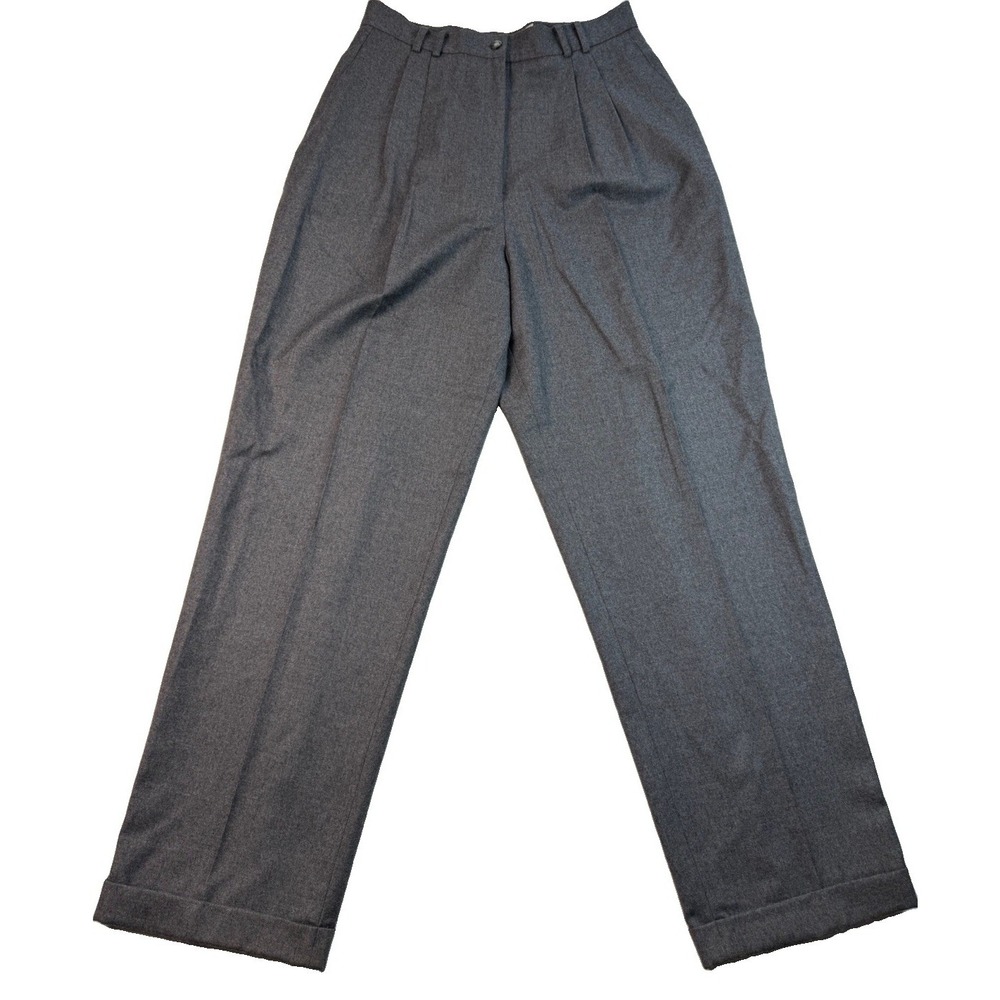 Vintage NEW 80s 90s AKA Eddie Bauer Wool Pleated Trousers 14 Gray Mob Wife NWT